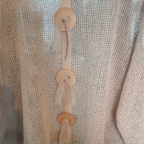 Noelle Beige Open-Knit‎ Cardigan with Wooden Buttons - Picture 3 of 5